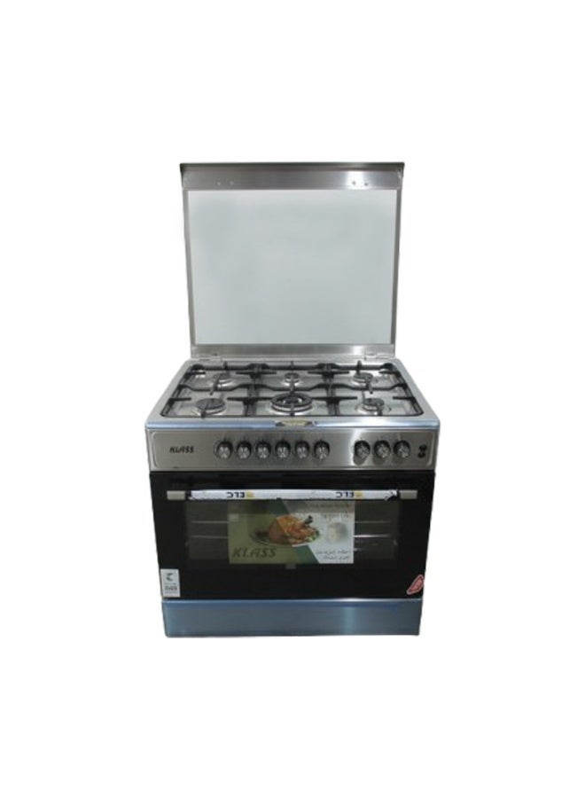Klass 90×60 cm Freestanding Gas Cooker | 5 Burner Heavy Duty Gas Range | Full Gas Oven with Dual Fan Heat Circulation | Cast Iron Pan Supports | Auto Ignition | Stainless Steel | Made in Turkey - Image 1